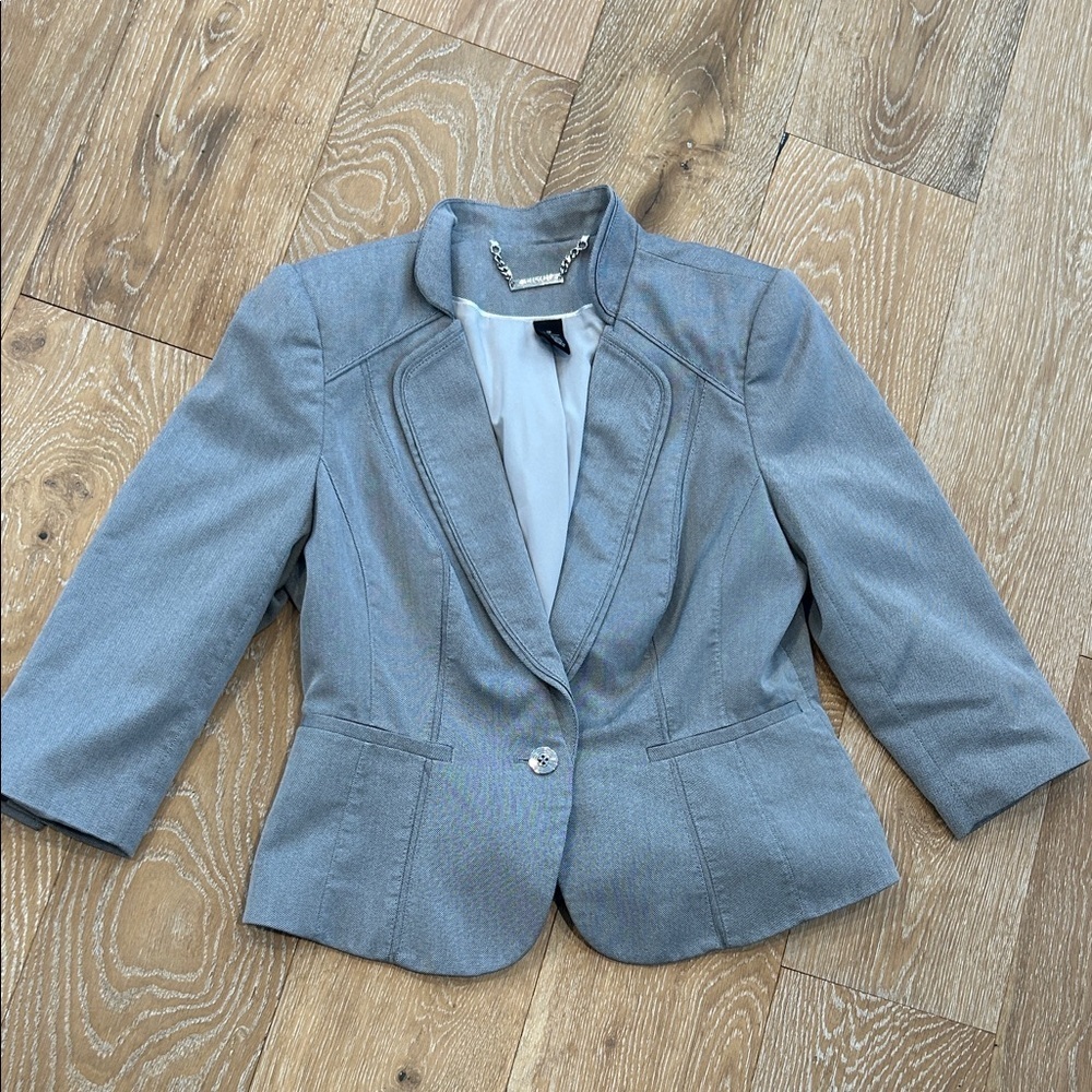 White House Black Market Gray Peplum Blazer